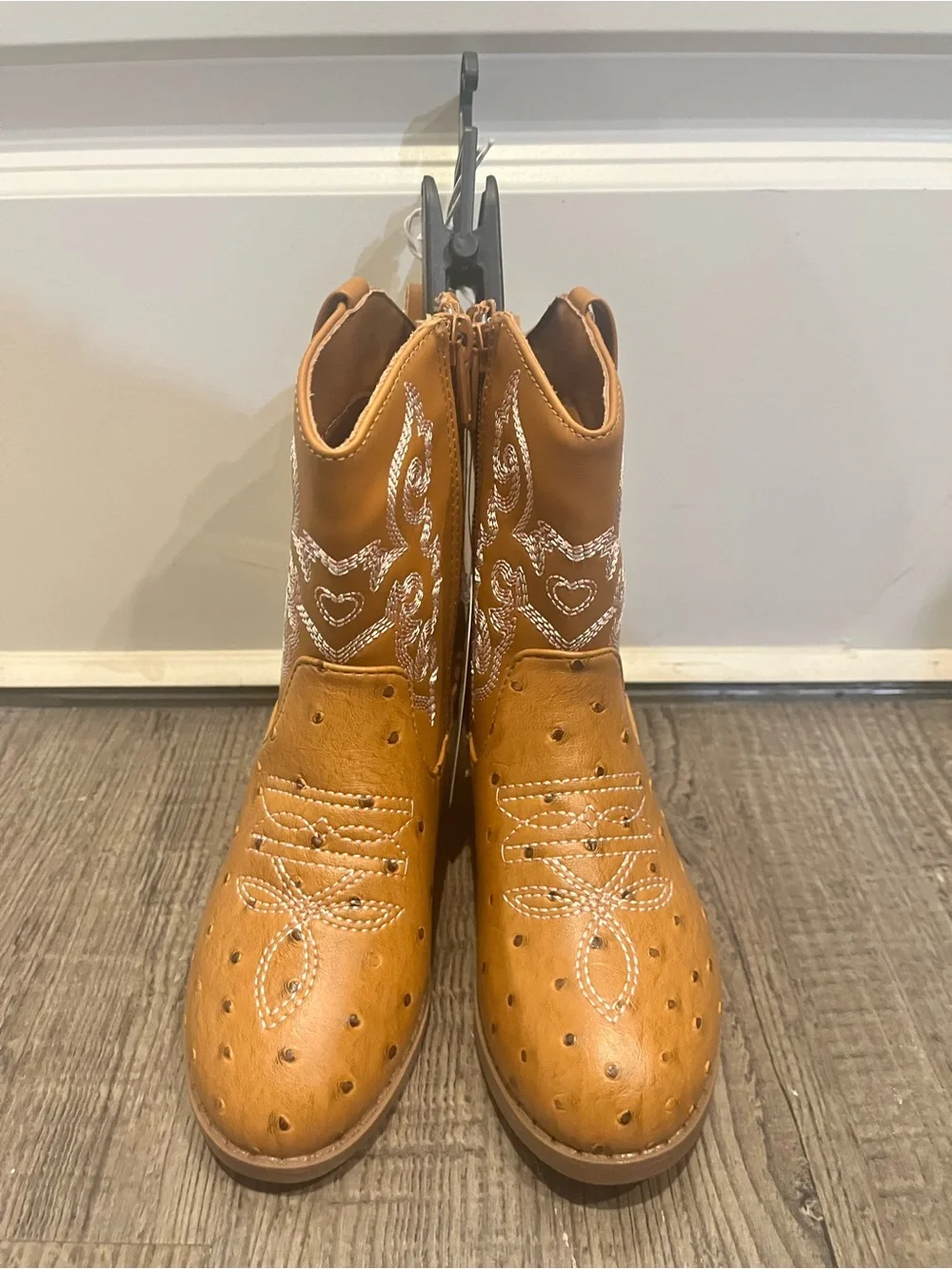 Pawz Youth Girl's Pull-on Brown Stitching Detail Western Cowboy Boots